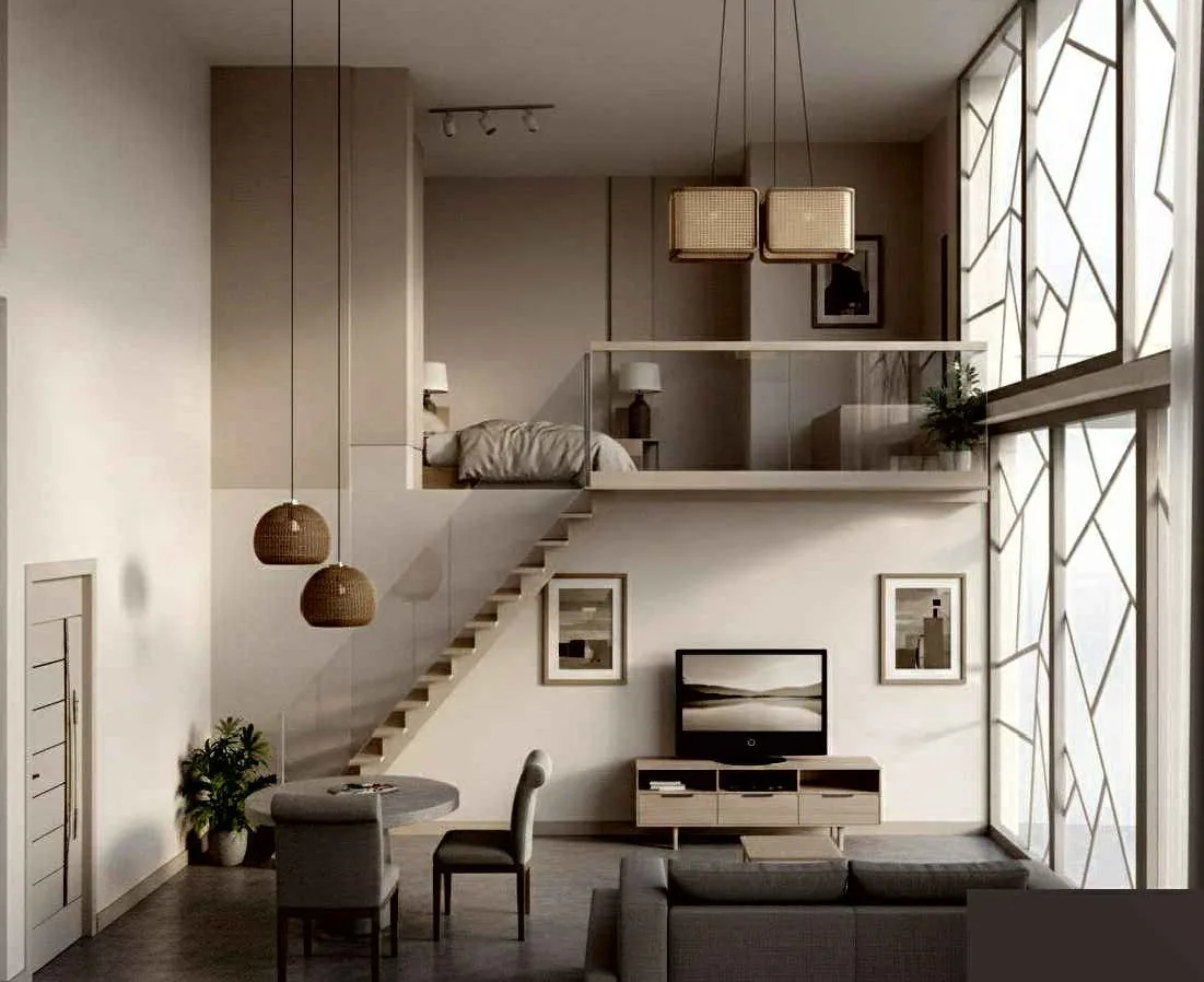 Residencia Minimalista: estar a doble altura (imagen ilustrativa)