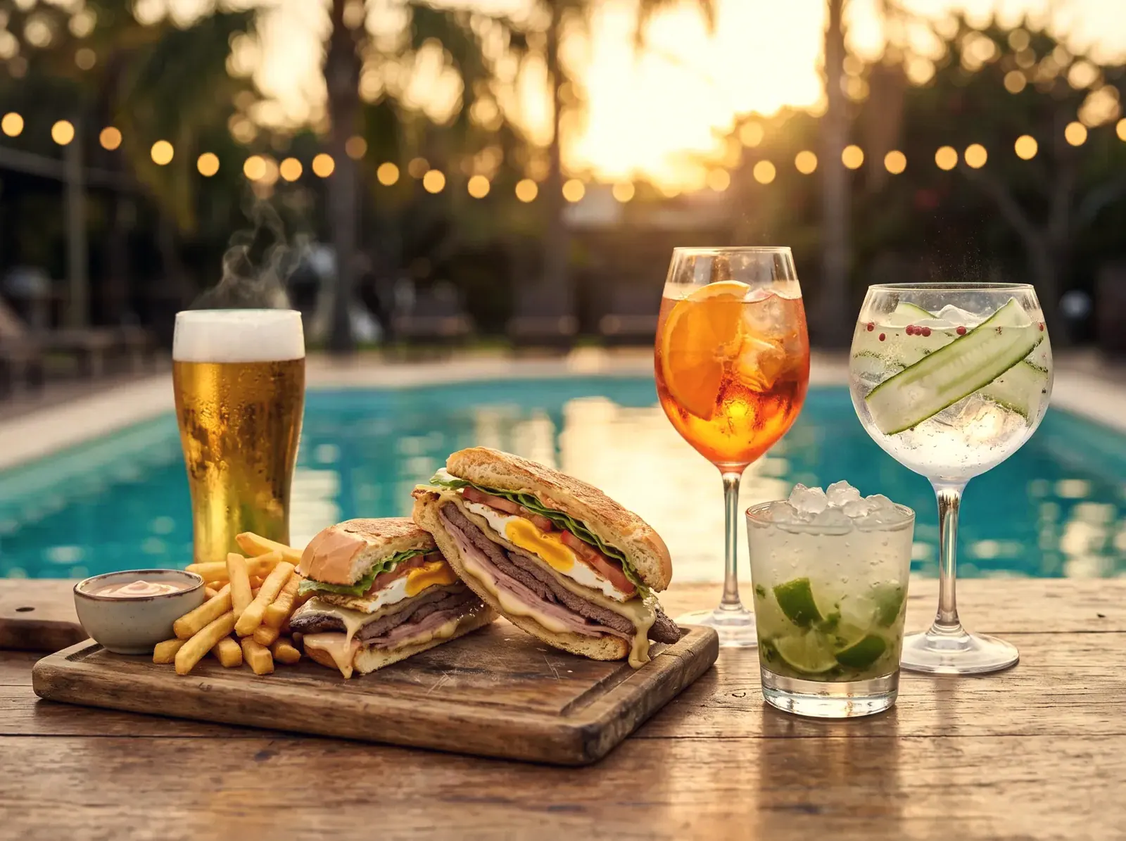 Tragos de autor junto a la piscina